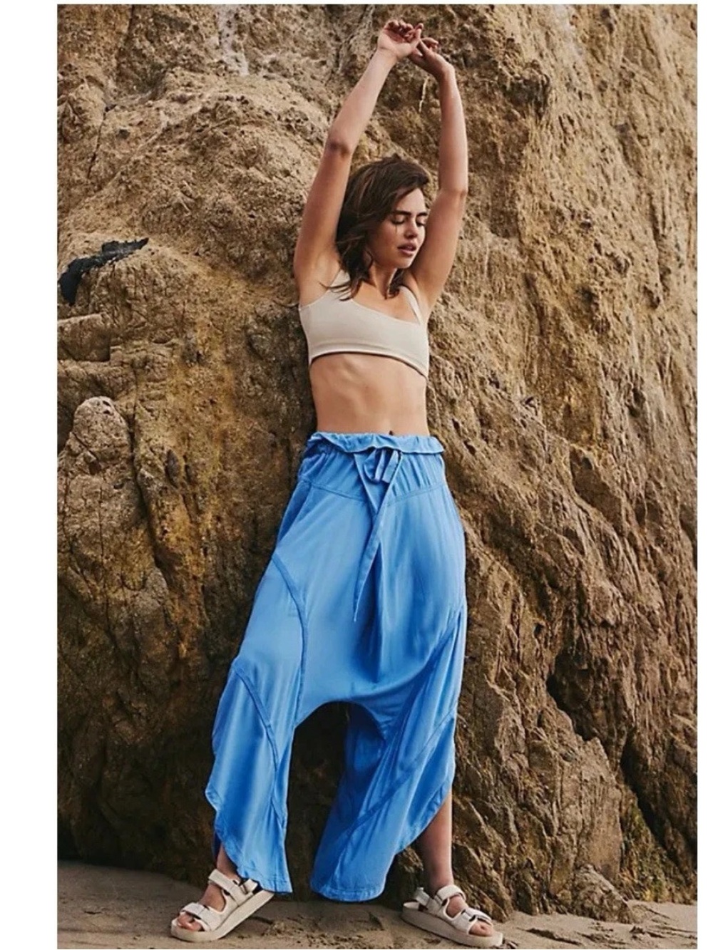 FP movement free people Head Start Harem Pants blue Sz M NWOT